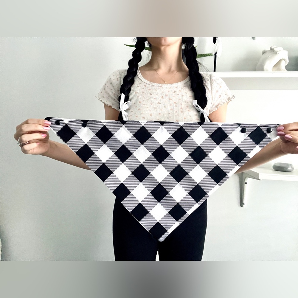 Plaid Dog Handmade Reversible Snap On Dog Bandana Sacrf